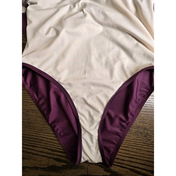 Kona Sol Purple Ruffle One Piece Swim Suit 18W Plus - Picture 6 of 13